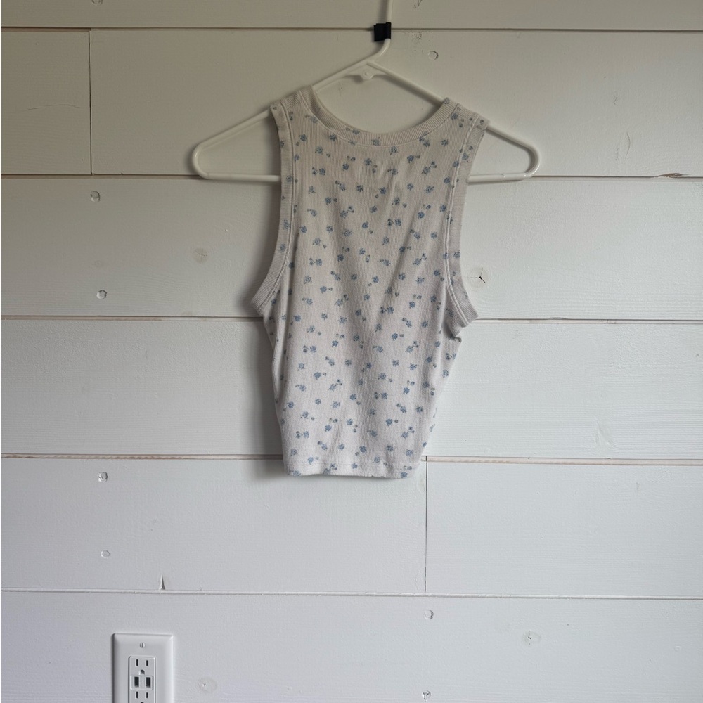 Hollister Light Gray Floral Tank Top